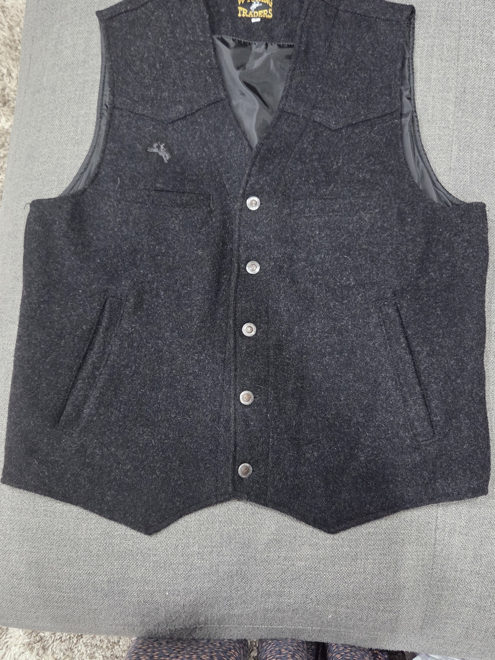 Wyoming Traders Men's Dark Gray Wool Western Cowboy Vest